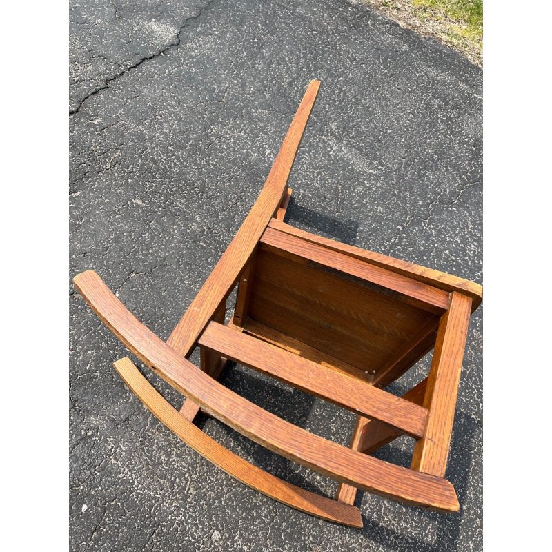 Original Signed L&JG Stickley Sewing Rocker Arts & Crafts Mission Chair