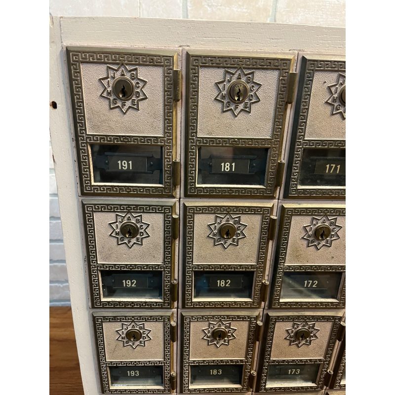 mW6MKaIH_1.jpg Vintage US Post Office Brass 30-Door Wood Cabinet Postal Unit w/ Keys Cubbies