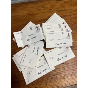 mW6MKaIH_14.jpg Vintage US Post Office Brass 30-Door Wood Cabinet Postal Unit w/ Keys Cubbies