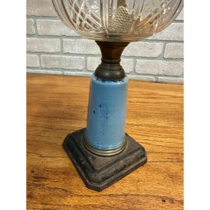 noMByOS0_5.jpg Antique Victorian 19th c. Oil Lamp w/ Reverse Painted Glass Column Child