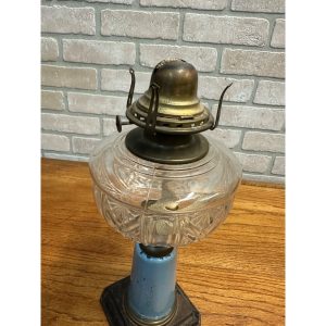 noMByOS0_6.jpg Antique Victorian 19th c. Oil Lamp w/ Reverse Painted Glass Column Child