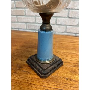 noMByOS0_8.jpg Antique Victorian 19th c. Oil Lamp w/ Reverse Painted Glass Column Child