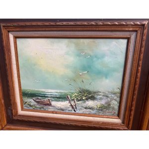 Howard Gailey Original Oil Painting Framed Signed Seascape Boat Vintage Decor