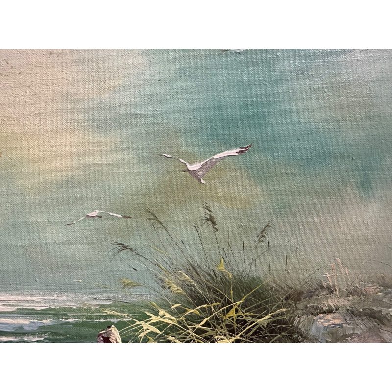 Howard Gailey Original Oil Painting Framed Signed Seascape Boat Vintage Decor