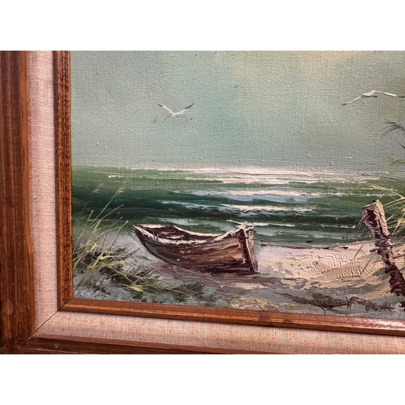 Howard Gailey Original Oil Painting Framed Signed Seascape Boat Vintage Decor
