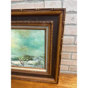 Howard Gailey Original Oil Painting Framed Signed Seascape Boat Vintage Decor