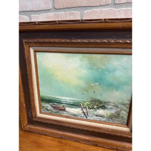 Howard Gailey Original Oil Painting Framed Signed Seascape Boat Vintage Decor