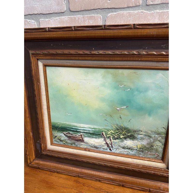 Howard Gailey Original Oil Painting Framed Signed Seascape Boat Vintage Decor