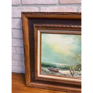Howard Gailey Original Oil Painting Framed Signed Seascape Boat Vintage Decor