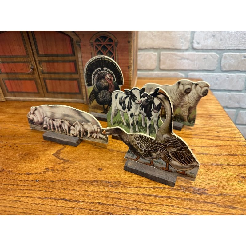 oLnz0IDb_1.jpg Antique 1880s Converse Litho Wood Barn & Farm Animals Child's Toy Playset