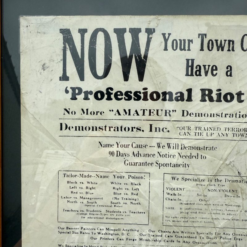 Vintage 1960s Demontrators Inc. Flyer "Professional Riot" Pre-Social Media