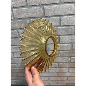 Antique Amber Orange Glass Pleated Petticoat Oil Lamp Light Shade 9.75"