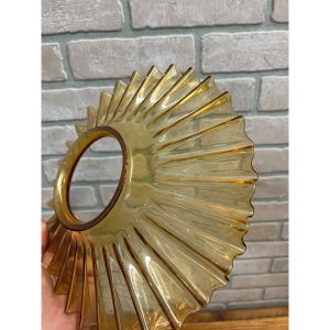 Antique Amber Orange Glass Pleated Petticoat Oil Lamp Light Shade 9.75"