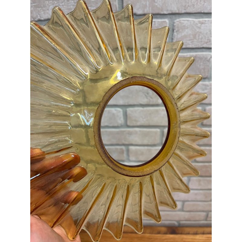 Antique Amber Orange Glass Pleated Petticoat Oil Lamp Light Shade 9.75"