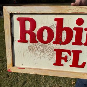 Vintage 1950s Robin Hood Flour Embossed Tin Metal Advertising Sign General Store