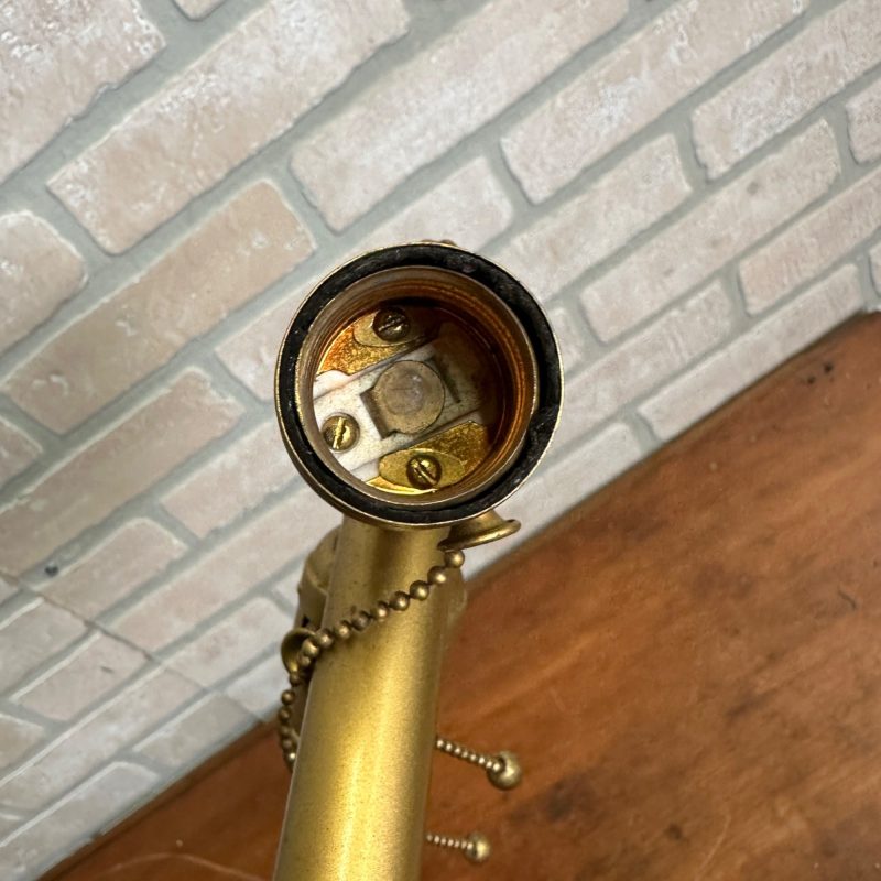 Antique Bronze Art Nouveau Victorian Lamp Base for Slag Glass / Stained Shade