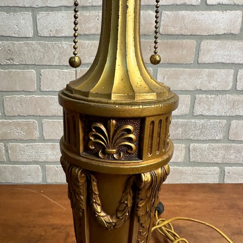 Antique Bronze Art Nouveau Victorian Lamp Base for Slag Glass / Stained Shade