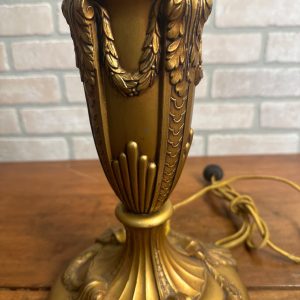Antique Bronze Art Nouveau Victorian Lamp Base for Slag Glass / Stained Shade