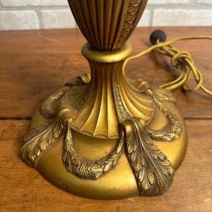 Antique Bronze Art Nouveau Victorian Lamp Base for Slag Glass / Stained Shade
