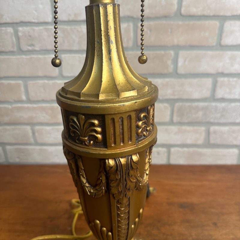 Antique Bronze Art Nouveau Victorian Lamp Base for Slag Glass / Stained Shade