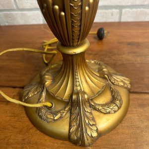 Antique Bronze Art Nouveau Victorian Lamp Base for Slag Glass / Stained Shade