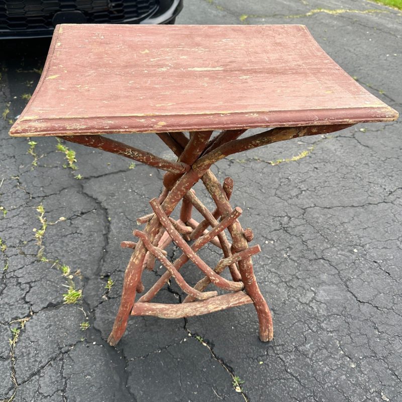 rJs8ht1u_7.jpg Antiqued Primitive Wooden Red Twisted Branch Footed Side Parlor Table