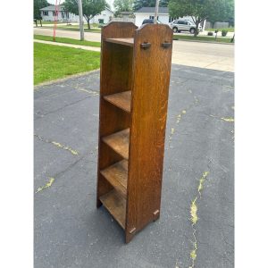 s92hMAuM_0.jpg Antique Arts & Crafts Mission Oak Tapered 5-Shelf Bookshelf Book Case