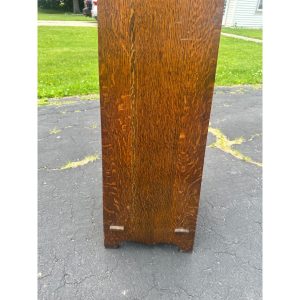 s92hMAuM_10.jpg Antique Arts & Crafts Mission Oak Tapered 5-Shelf Bookshelf Book Case