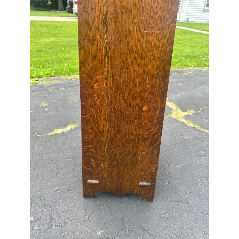 s92hMAuM_10.jpg Antique Arts & Crafts Mission Oak Tapered 5-Shelf Bookshelf Book Case