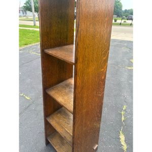 s92hMAuM_2.jpg Antique Arts & Crafts Mission Oak Tapered 5-Shelf Bookshelf Book Case