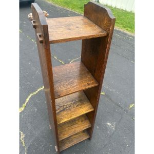 s92hMAuM_6.jpg Antique Arts & Crafts Mission Oak Tapered 5-Shelf Bookshelf Book Case