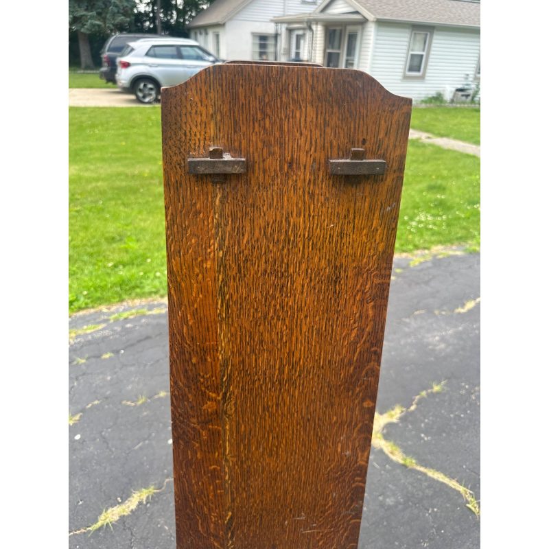 s92hMAuM_9.jpg Antique Arts & Crafts Mission Oak Tapered 5-Shelf Bookshelf Book Case