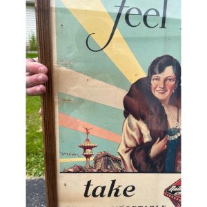 Vintage Art Deco Nature's Remedy Laxatives Advertising Sign Poster 1940s