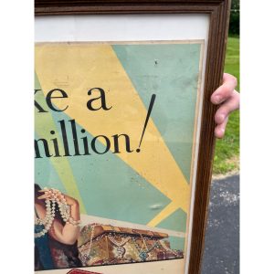 Vintage Art Deco Nature's Remedy Laxatives Advertising Sign Poster 1940s