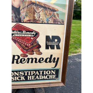 Vintage Art Deco Nature's Remedy Laxatives Advertising Sign Poster 1940s