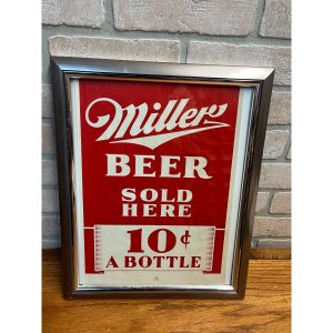 Vintage 1940s Miller Beer Milwaukee Paper Advertising Sign Poster Bar 10 Cents