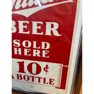 Vintage 1940s Miller Beer Milwaukee Paper Advertising Sign Poster Bar 10 Cents