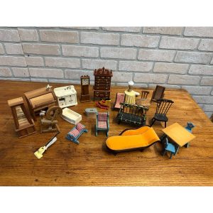 Vintage Dollhouse Furniture Lot 1:1 Scale Day Bed, Table, Highboy ++