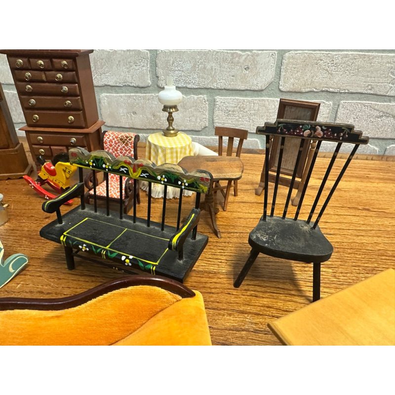 Vintage Dollhouse Furniture Lot 1:1 Scale Day Bed, Table, Highboy ++