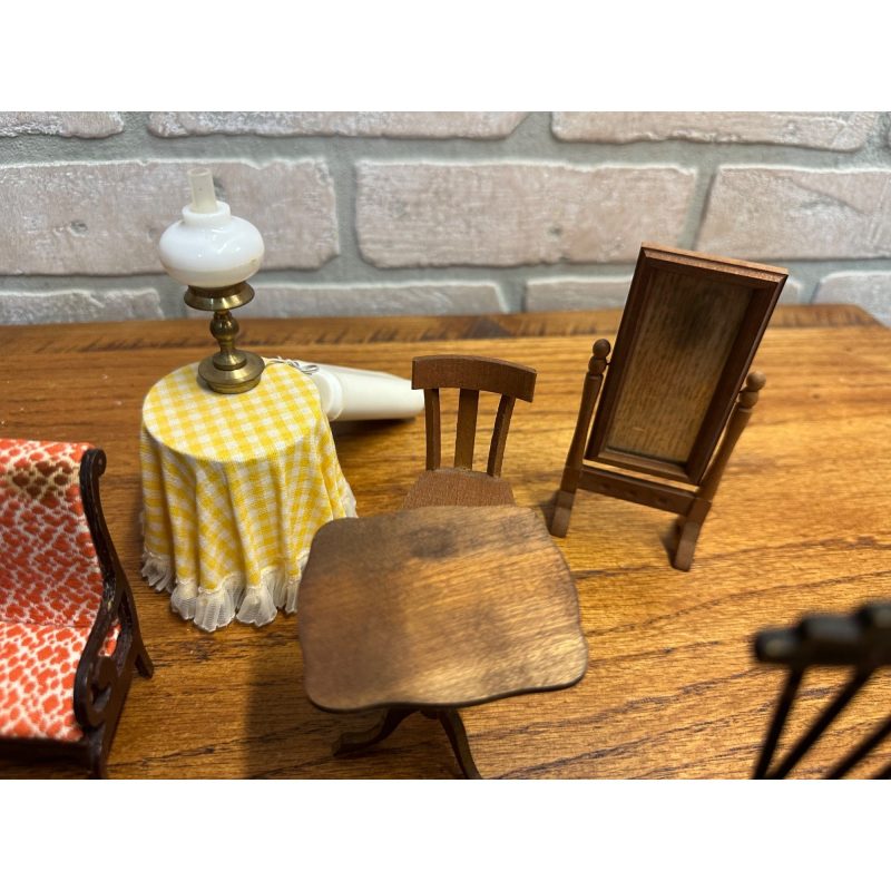 Vintage Dollhouse Furniture Lot 1:1 Scale Day Bed, Table, Highboy ++