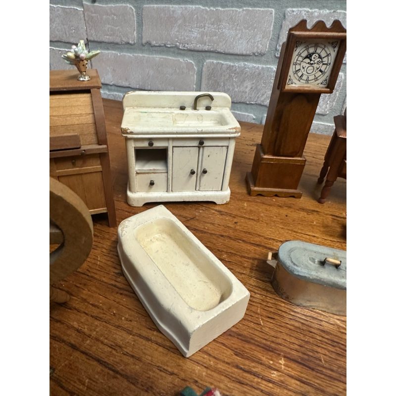 Vintage Dollhouse Furniture Lot 1:1 Scale Day Bed, Table, Highboy ++