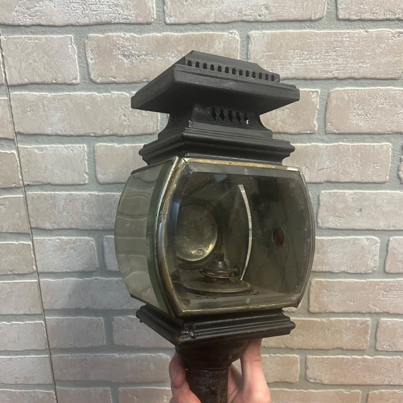 Antique 1800s Carriage Buggy Coach Auto Driving Lamp Beveled Glass Complete
