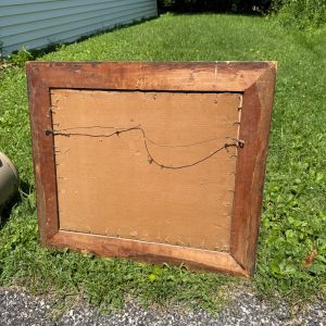 Vintage Mid-Century Framed Watercolor Art Fishing on Pier Lake Cabin Scene