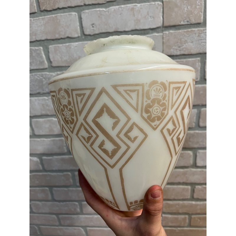 Antique Art Deco Nouveau Milk Glass Acorn Ceiling Light Fixtures Set (6)