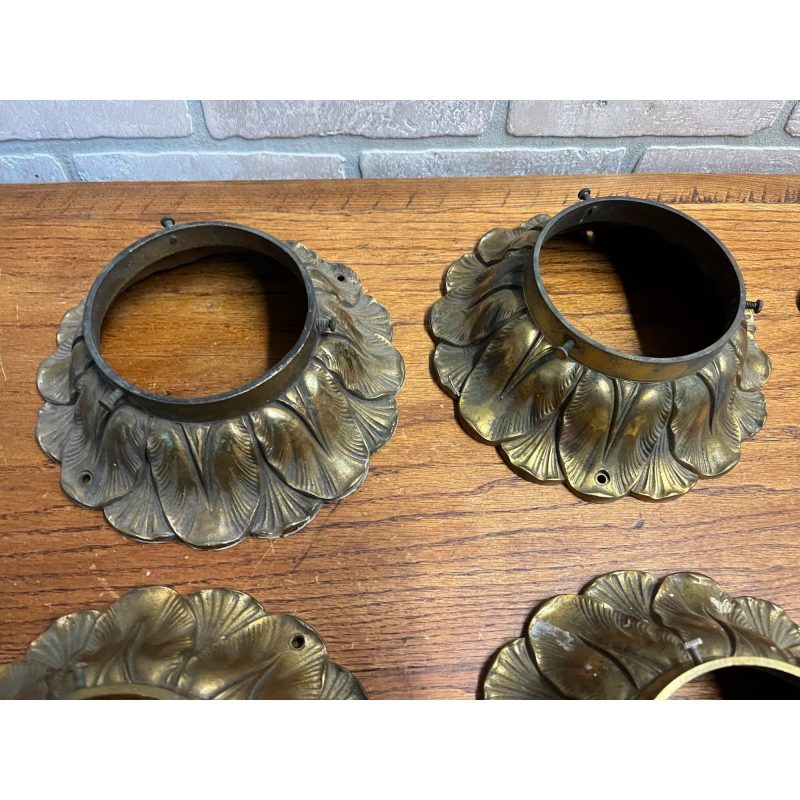 Antique Art Deco Nouveau Milk Glass Acorn Ceiling Light Fixtures Set (6)