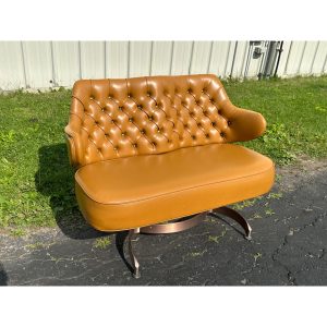 vabRlnYk_0.jpg Vintage Mid-Century MCM Light Brown Faux Leather Bench Settee