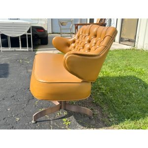 vabRlnYk_3.jpg Vintage Mid-Century MCM Light Brown Faux Leather Bench Settee