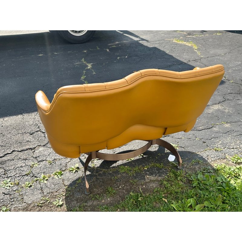 vabRlnYk_4.jpg Vintage Mid-Century MCM Light Brown Faux Leather Bench Settee