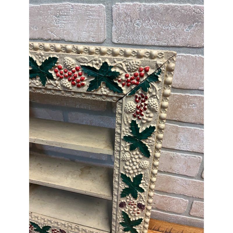 Antique 1900s Victorian Christmas Holly Shadow Wooden Wall Shelf
