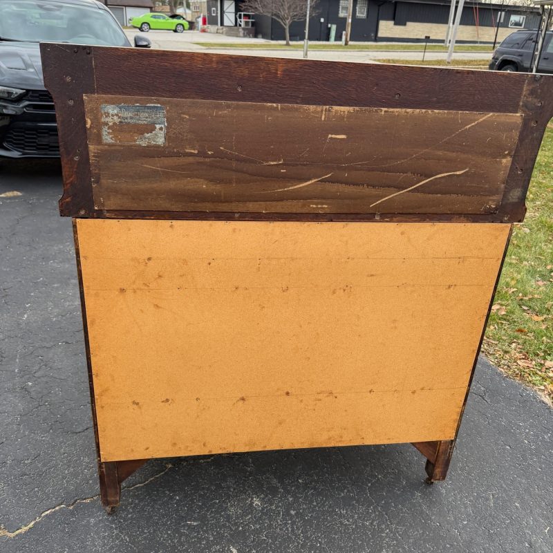 Beautiful Antique Tiger Oak Sideboard Buffet Mirrored Cabinet Empire Style